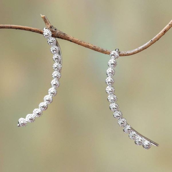 Alternate image for Hand Made Sterling Silver Ear Climber Earrings from Java Shining Stupas
