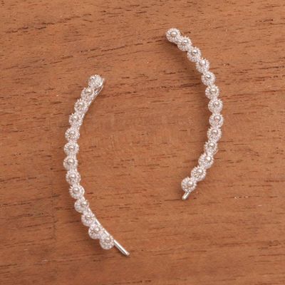 Alternate image for Hand Made Sterling Silver Ear Climber Earrings from Java Shining Stupas