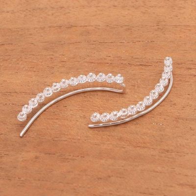 Alternate image for Hand Made Sterling Silver Ear Climber Earrings from Java Shining Stupas