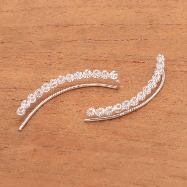 Alternate image for Hand Made Sterling Silver Ear Climber Earrings from Java Shining Stupas