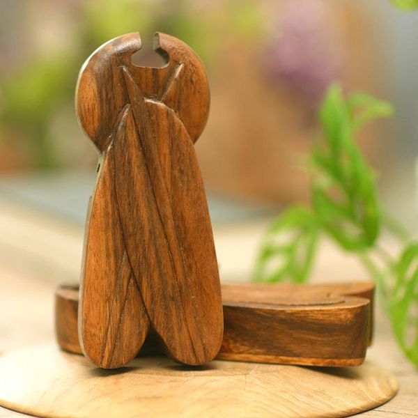 Alternate image for Hand-Carved Cricket-Themed Suar Wood Puzzle Box Crickets Challenge