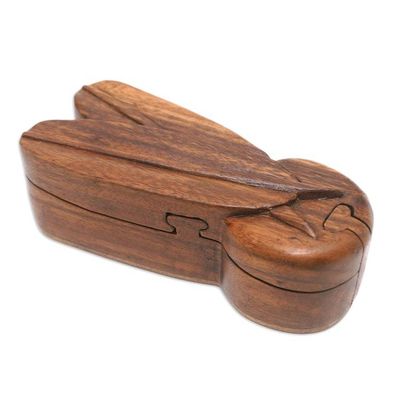 Alternate image for Hand-Carved Cricket-Themed Suar Wood Puzzle Box Crickets Challenge