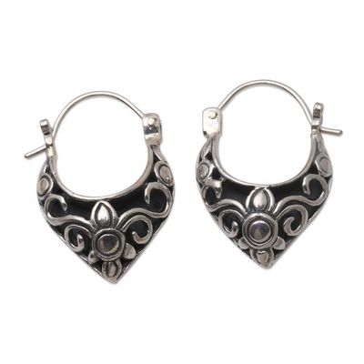 Alternate image for Handmade Sterling Silver Hoop Earrings from Bali Fine Blossoms