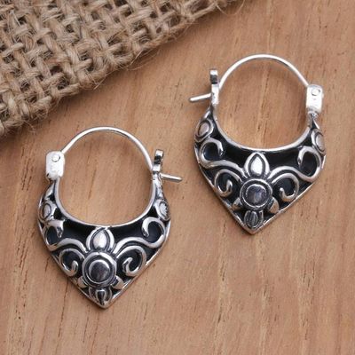 Alternate image for Handmade Sterling Silver Hoop Earrings from Bali Fine Blossoms