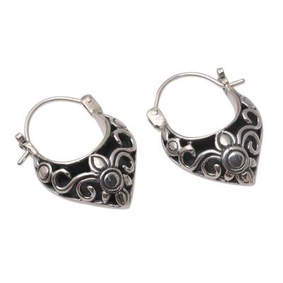 Alternate image for Handmade Sterling Silver Hoop Earrings from Bali Fine Blossoms