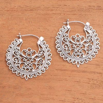 Primary image for Openwork Sterling Silver Hoop Earrings from Bali Wrought Beauty