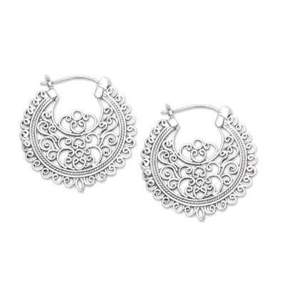Alternate image for Openwork Sterling Silver Hoop Earrings from Bali Wrought Beauty