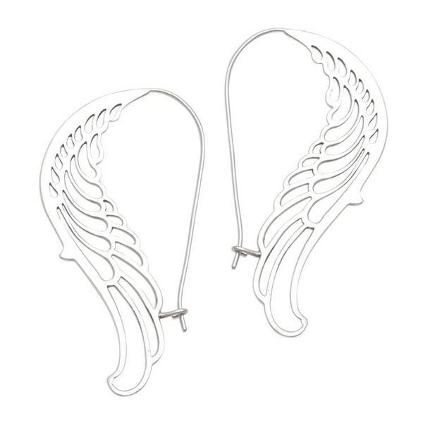 Alternate image for Wing-Shaped Sterling Silver Hoop Earrings from Bali Otherworldly Wings