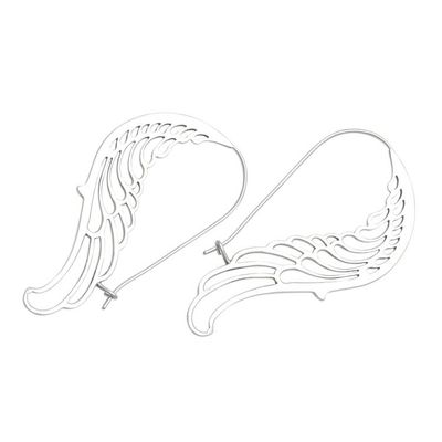 Alternate image for Wing-Shaped Sterling Silver Hoop Earrings from Bali Otherworldly Wings