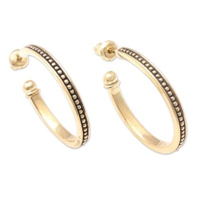 Alternate image for 18k Gold Plated Sterling Silver Half-Hoop Earrings 1 inch Vintage Loop