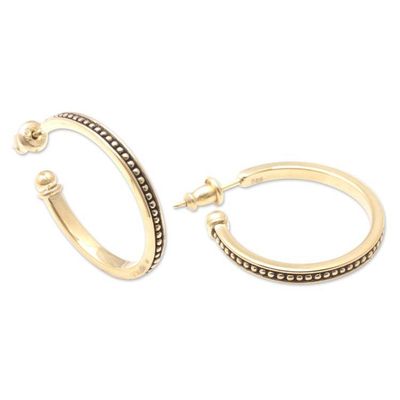 Alternate image for 18k Gold Plated Sterling Silver Half-Hoop Earrings 1 inch Vintage Loop