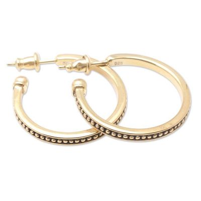 Alternate image for 18k Gold Plated Sterling Silver Half-Hoop Earrings 1 inch Vintage Loop