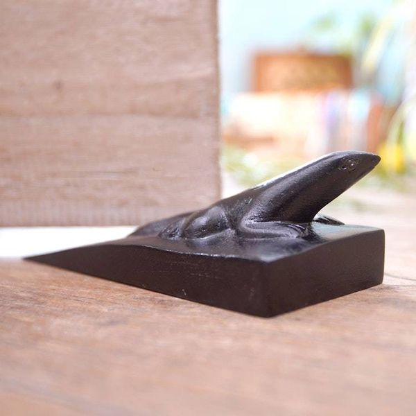 Alternate image for Hand Carved Suar Wood Lizard Door Stopper in Black from Bali Handy Gecko in Black