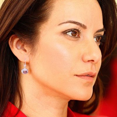 Alternate image for Hand Made Floral Silver and Garnet Earrings Soul of Jasmine