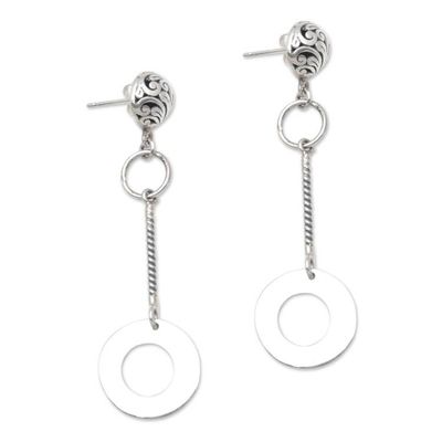 Alternate image for Round Sterling Silver Dangle Earrings from Java Loop Gleam