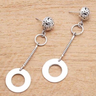 Alternate image for Round Sterling Silver Dangle Earrings from Java Loop Gleam