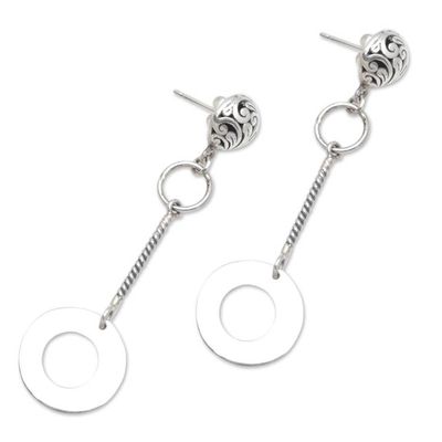 Alternate image for Round Sterling Silver Dangle Earrings from Java Loop Gleam