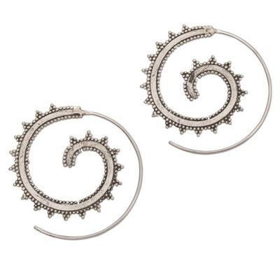 Alternate image for Sterling Silver Spiraling Half-Hoop Earrings from Bali Dotted Spirals