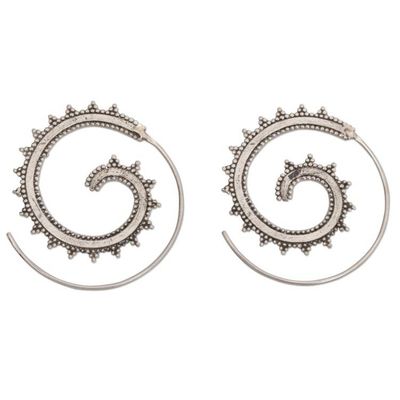 Alternate image for Sterling Silver Spiraling Half-Hoop Earrings from Bali Dotted Spirals