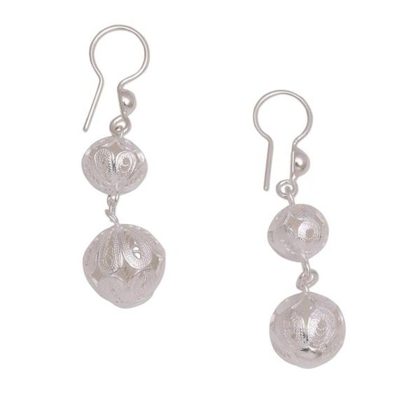 Alternate image for Filigree Sterling Silver Dangle Earrings Handmade in Java Luminous Lanterns