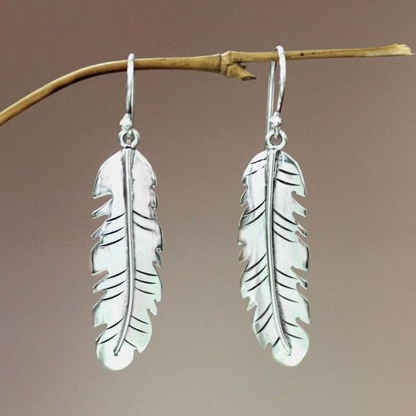 Alternate image for Womens Sterling Silver Dangle Earrings from Indonesia Shining Feather