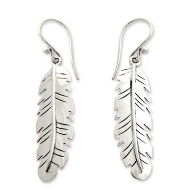 Alternate image for Womens Sterling Silver Dangle Earrings from Indonesia Shining Feather
