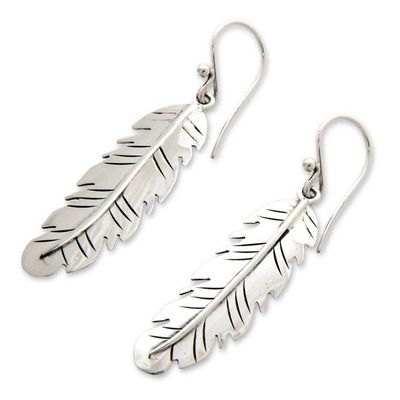 Alternate image for Womens Sterling Silver Dangle Earrings from Indonesia Shining Feather