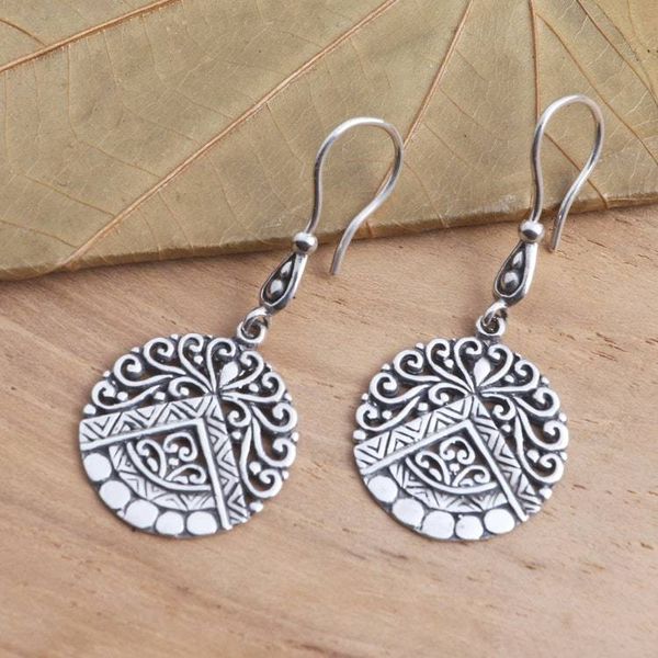 Alternate image for Hand Crafted Sterling Silver Dangle Earrings Agung Peak