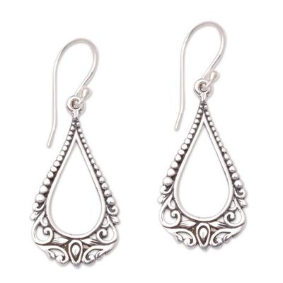 Alternate image for Patterned Drop-Shaped Sterling Silver Dangle Earrings Beauty Arises