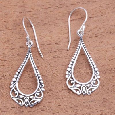 Alternate image for Patterned Drop-Shaped Sterling Silver Dangle Earrings Beauty Arises