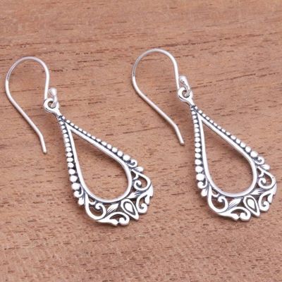 Alternate image for Patterned Drop-Shaped Sterling Silver Dangle Earrings Beauty Arises