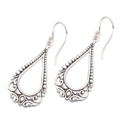 Alternate image for Patterned Drop-Shaped Sterling Silver Dangle Earrings Beauty Arises