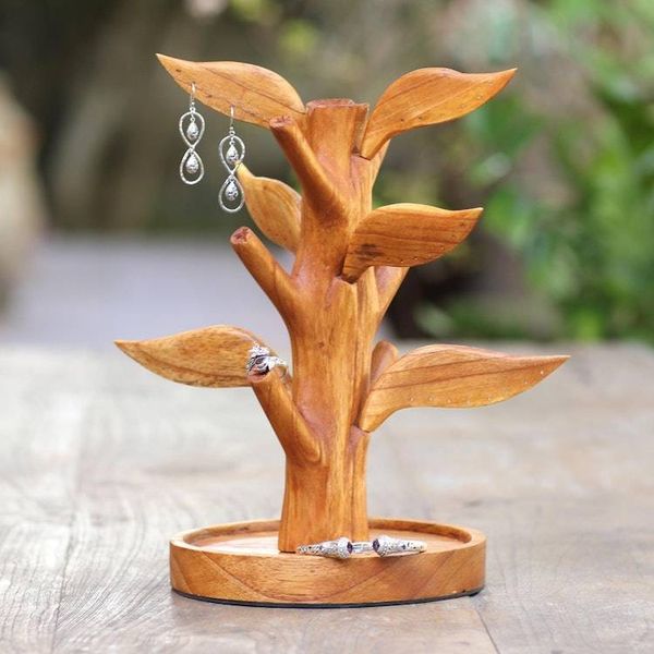 Alternate image for Hand Carved Wood Tree Jewelry Stand Reserved Tree