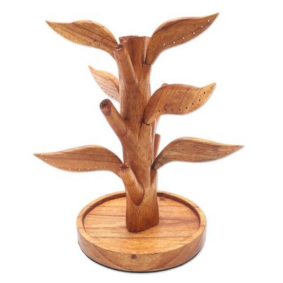 Alternate image for Hand Carved Wood Tree Jewelry Stand Reserved Tree