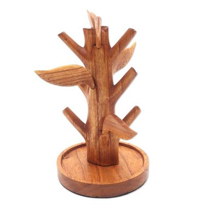 Alternate image for Hand Carved Wood Tree Jewelry Stand Reserved Tree