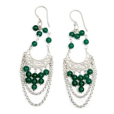 Alternate image for Sterling Silver and Agate Chandelier Earrings from Bali Crescent Palace