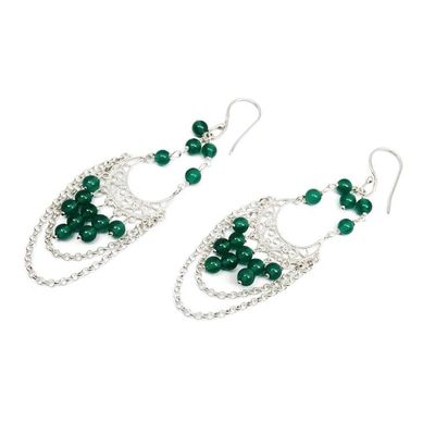 Alternate image for Sterling Silver and Agate Chandelier Earrings from Bali Crescent Palace