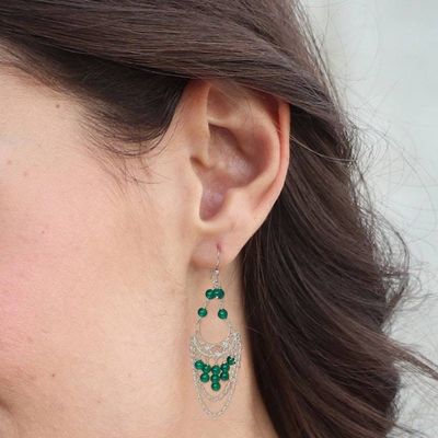 Alternate image for Sterling Silver and Agate Chandelier Earrings from Bali Crescent Palace