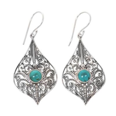Alternate image for Lacy 925 Silver Dangle Earrings with Reconstituted Turquoise Shine On