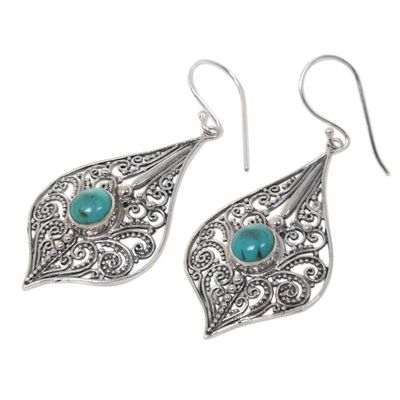 Alternate image for Lacy 925 Silver Dangle Earrings with Reconstituted Turquoise Shine On