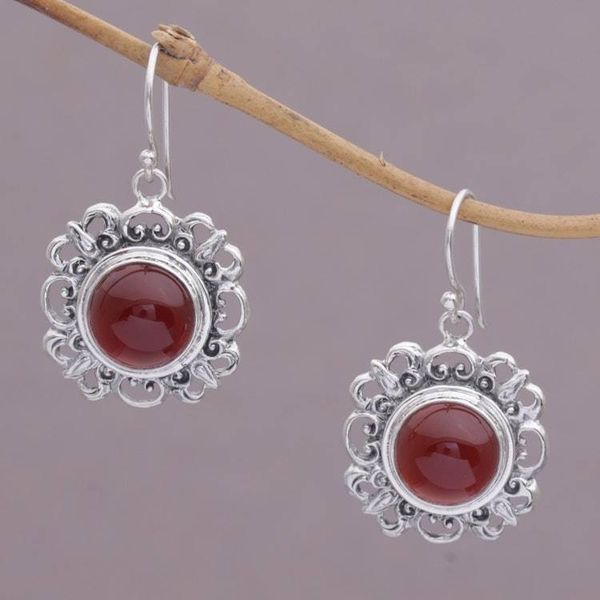 Alternate image for Carnelian and Sterling Silver Dangle Earrings from Indonesia Jewel of Bali