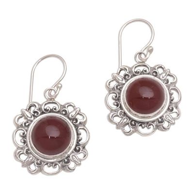 Alternate image for Carnelian and Sterling Silver Dangle Earrings from Indonesia Jewel of Bali
