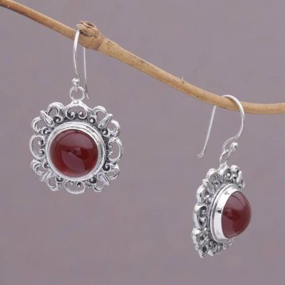 Alternate image for Carnelian and Sterling Silver Dangle Earrings from Indonesia Jewel of Bali