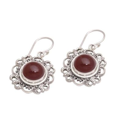Alternate image for Carnelian and Sterling Silver Dangle Earrings from Indonesia Jewel of Bali