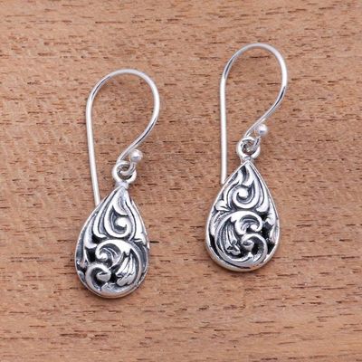 Primary image for Patterned Drop-Shaped Sterling Silver Dangle Earrings Drops of Tradition