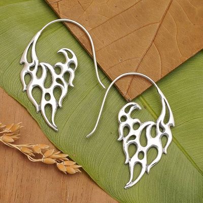 Primary image for Indonesian Handmade Sterling Silver Flame Drop Earrings Dancing Flames