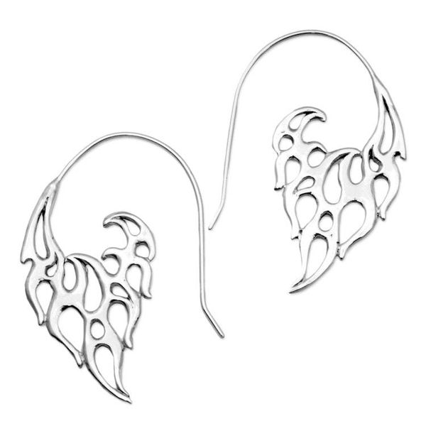 Alternate image for Indonesian Handmade Sterling Silver Flame Drop Earrings Dancing Flames