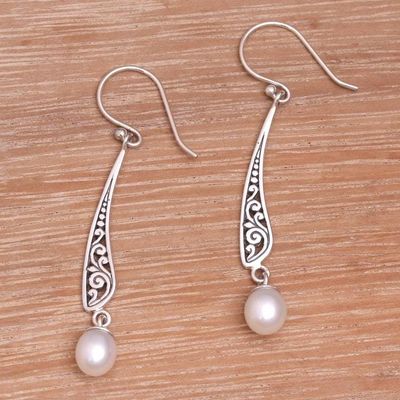 Alternate image for Vine Motif Cultured Pearl Dangle Earrings from Indonesia Vine Blades