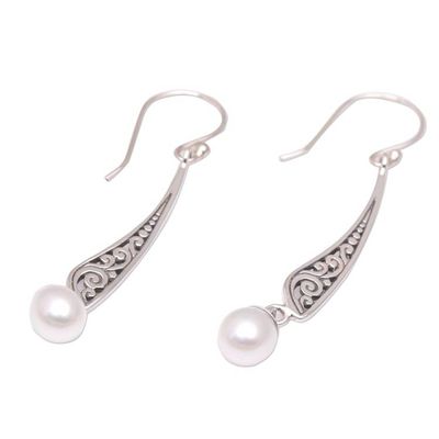 Alternate image for Vine Motif Cultured Pearl Dangle Earrings from Indonesia Vine Blades