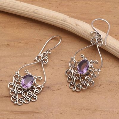 Alternate image for Hand Crafted Sterling Silver and Amethyst Earrings Bali Dynasty